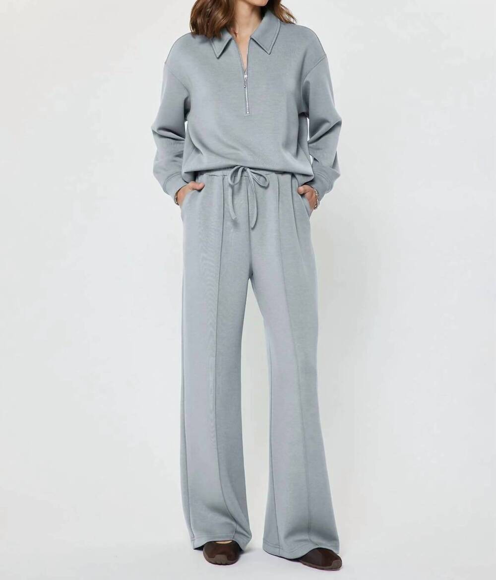NEW CURRENT AIR wide leg modal drawstring sweatpants in light dusty blue